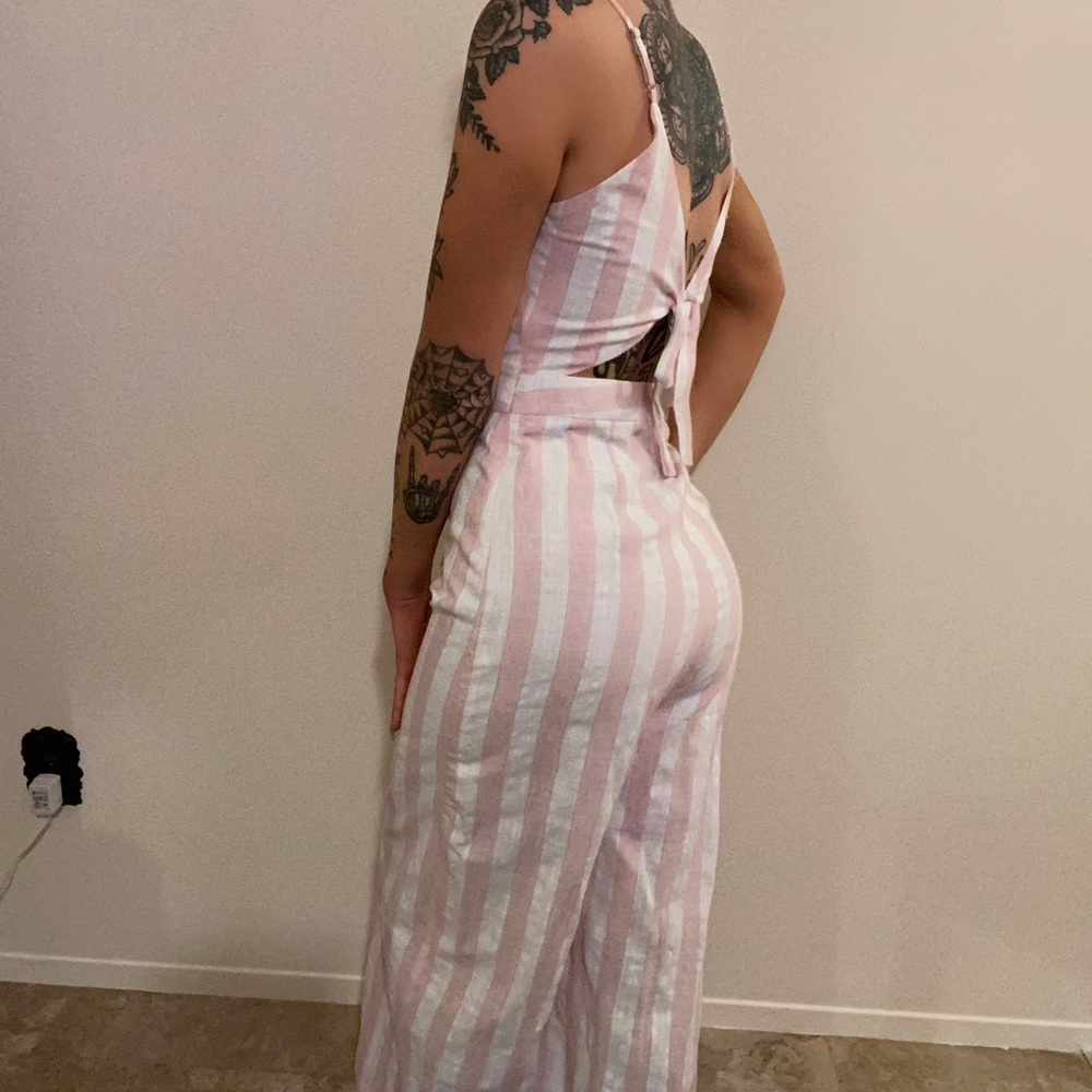 Pink stripped jumpsuit